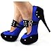 Show Story Two Tone Metal Stud Buckle High Heel Stiletto Platform Pumps,LF30438