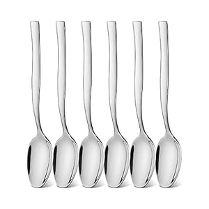 icxox theelepels Set van 6, gepolijst, 18/10 roestvrij staal, 15,2 cm, vaatwasmachinebestendig (zilver)