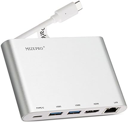 USB C HUB, Type-C Multi-Port Hub Adapter with Type-C Charging Port,HDMI 4K, 2 USB 3.0 Ports,Type-C port,Gigabit Ethernet port for 2016&amp;2017 MacBook Pro touch bar+type-c laptops(Silver)