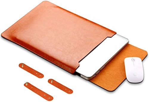 AVJONE Laptop Sleeve,Waterproof Leather Protective Sleek Laptop Case MacBook Air 12 Inch Soft Sleeve Case Cover Macbook Retina 12 inch laptop sleeve with Exterior Mouse Pad (12, Brown)