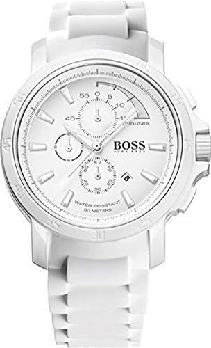Hugo Boss White Out Chronograph White Dial White Rubber Mens Watch 1512848