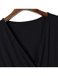 COCOEPPS - Vestido de manga larga elástico para mujer, cuello en V, ajuste sólido y mini vestidos