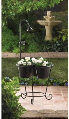 Planter Trio with Water Faucet Black