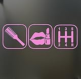brush makeup shift girl lipstick sticker Funny race car window pink decal, Die cut vinyl decal for windows, cars, trucks, tool boxes, laptops, MacBook - virtually any hard, smooth surface