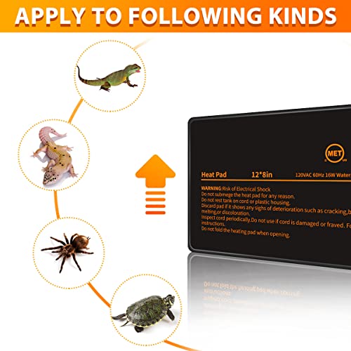 BKVESHI Under Tank Heater with Thermostat, Temperature Adjustable Reptile Heating Pad 8"x12