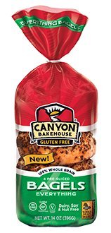 Canyon Bakehouse Gluten Free Bagel Variety Pack (Plain Bagel and EverythingBagel)