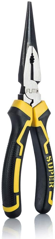 8” Long Needle Nose Pliers with Side Cutter|Forged from Chrome Vanadium Steel|Specially Designed for Bending Wire/Jewelry Making/Small Object Gripping/Working in Tight Areas