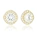 ORROUS & CO 18K Gold Plated CZ Simulated Diamond Stud Earrings for Women, Hypoallergenic, 1.9 Carat