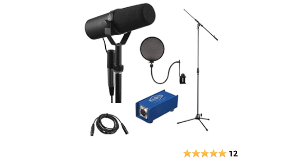 Amazon Com Shure Sm7b Cardioid Dynamic Studio Vocal Microphone Bundle With Cloud Mic Cloudlifter Cl 1 Single Channel Mic Activator Tripod Mic Stand Pop Filter Xlr Cable Musical Instruments