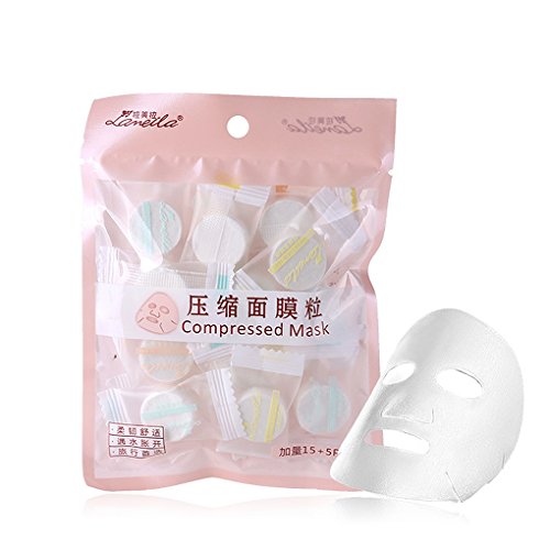 Firiodr 20pcs Cotton DIY Water-Saving Facial Paper Compressed Masque Disposable Mask Sheet Tablets Care Skin Facewhite