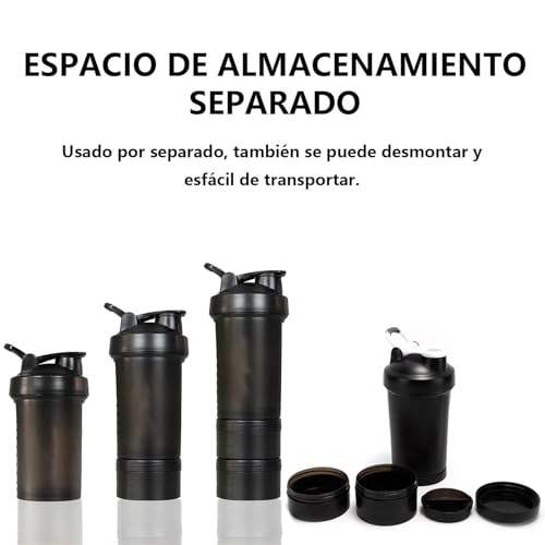 (2 piezas)650ML Blender bottles shaker,shaker blender bottles Con 3 niveles caja de almacenamiento,vaso para proteina,Botella para proteina de coctelera,Apto para fitness y deportes, mezcla en polvo