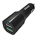 Car Charger 2 USB Port with Quick Charger 2.0 Technology USB Smart Intelligent Adapter for Apple iphone 6 6s LG L90 Samsung Android Devices (Black)
