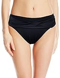Septangle Women's Twist Front Hipster Bikini Bottom (Black,US 8)