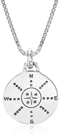 Sterling Silver Choose Your own Path Compass Necklace Pendant with 18" Box Chain