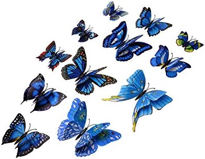 Tupalizy 12pcs Vibrant Double Wings 3d Butterfly Wall Stickers