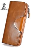 YALUXE Women's RFID Blocking Security Leather Clutch Wallet for Card Phone Checkbook