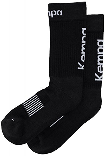 Kempa CHAUSSETTES LOGO CLASSIC, chaussettes de sport, chaussettes de tennis, chaussettes droite-gauche, bas pour hommes, femmes, enfants, 1 paire, noir/blanc, taille 31-35