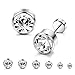 ORAZIO 6 Pairs Stainless Steel CZ Stud Earrings for Women Cartilage Stud Earrings Screwback Silver Tone 3-8mm