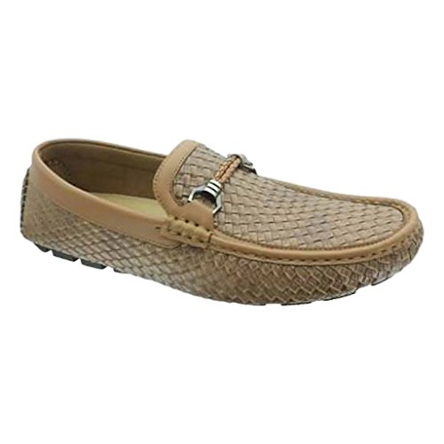 Aldo Rossini Men s Crissy-1 Vegan Nubuck Leather Embellished with Bit Ornament Slip-On Loafers Moccasins Driving Shoes (7.5 D(M) US, TAUPE)