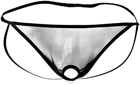 QIBOOG Men's Sexy Mesh Light Low Waist Hollow Out G-String Thongs Brief Crossdress Panties