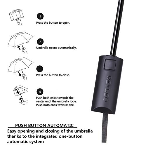 REYLEO Windproof Travel Umbrella with Teflon Coating, Waterproof Umbrella, Folding Automatic Umbrellas, WU01A+