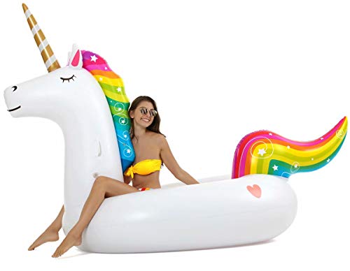 Vickea Leisure Giant Inflatable Unicorn Pool Float Large Outdoor Swimming Pool Floaties Lounge Toys for Adults