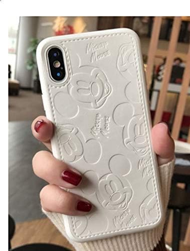 iPhone X/XS CASE Mickey Mouse with a 2X-Free Tempered Glass 9H Hardness High Definition Anti-Scratch Screen Protector - White
