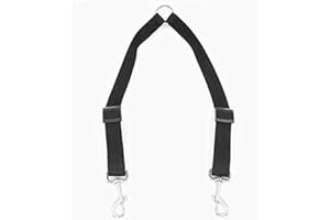 Bouclel Premium Quality Double Dog Leash, Adjustable 11-20 Inch Nylon, Black, Large, Medium Dogs