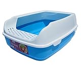 Two Meows Cat Litter Box With Kitty Litter Scatter Control - Blue