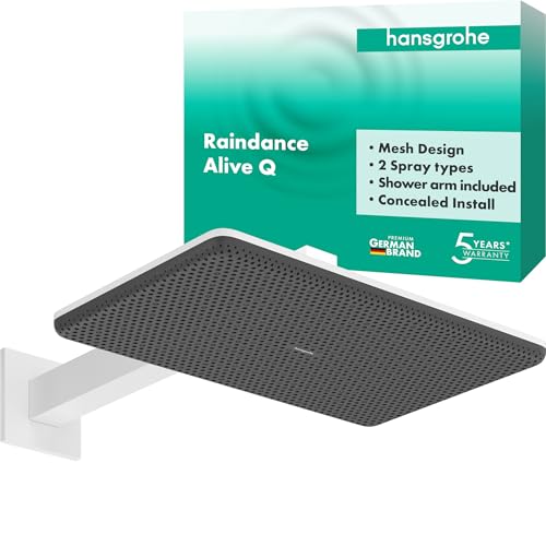 hansgrohe 24550700 Raindance Alive Q Overhead 210/340 2jet with Shower arm, Matt White, 1 Strahlart