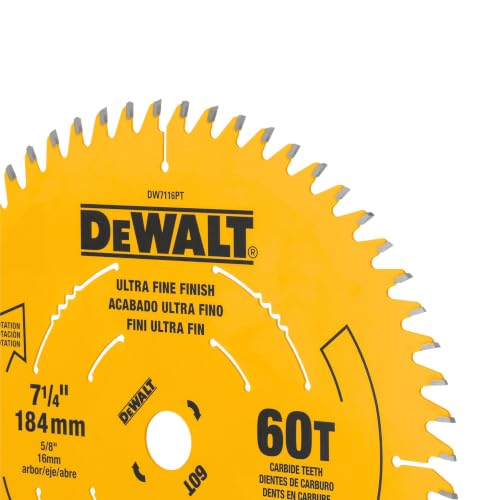 DEWALT DW7116PT DEWALT DW7116PT 60T Precision Trim Miter Saw Blade, 7-1/4" photo 7