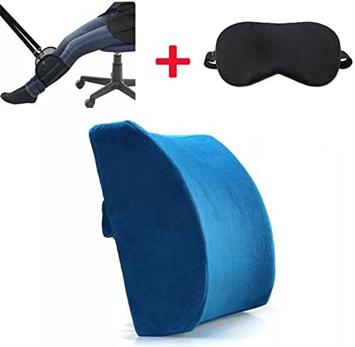 Relancer Memory Foam Lumbar Support Cushion&amp;Travel Airplane Footrest Office Desk Hammock&amp;100% Silk Sleep Eye Mask Super-smooth Blindfold