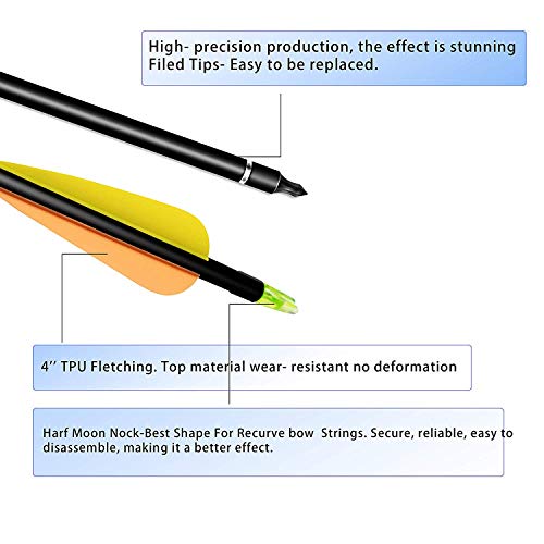 WDLHQC Fiberglass Arrows Archery 31 Inch Target Shooting Practice Arrows Recurve Bows Suitable for Youth Compound & Recurve Bow Target (12Pcs/Pack) - Thumbnail 3