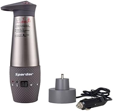 Car Electric Kettle Heating Travel Mug Jug for Boiling Water, Coffee, Milk, Boiled Eggs and Tea, Vacuum Insulated Automatic (Grey)