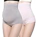 Bamboo Fiber Maternity Underwear, KUCI Women Ultra High Waist Superelastic Pregnant Panties Briefs (Large, Grey+Pink/2Pack)