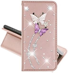 KANTAS Galaxy S5/S5 Neo Flip Case, PU Leather Case Luxury 3D Rhinestone Colorful Butterfly Design Wallet Cover [Kickstand] [Card Holder] [Magnetic Closure] Phone Cases for Samsung Galaxy S5/S5 Neo
