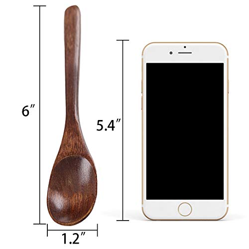 HANSGO Small Wooden Spoons, 6PCS Small Soup Spoons Serving Spoons