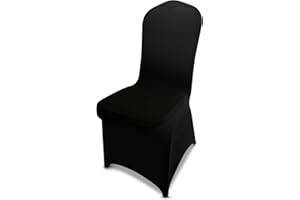 LIUJIAYI 100 Pcs Black Stretch Chair Covers - Premium Polyester Spandex Slipcovers for Wedding, Party, Banquet, Dining & Event Chairs