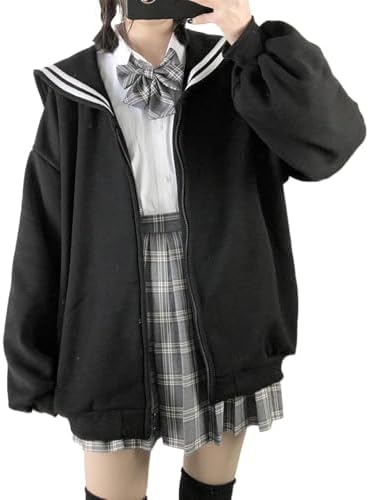 Amazon.com: QJK Black Sailor Collar Harajuku Clothes Streetwear