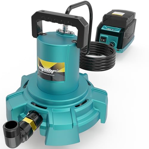 Mellif Pompa sommersa a batteria compatibile con batteria Makita da 18 V, pompa per acqua sporca con 4996 l/h Portata massima: 8 m, aspirazione piatta, motore senza spazzole per acqua chiara(senza