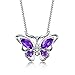 Aurora Tears 925 Sterling Silver Butterfly Necklace,Women Butterflies February-Amethyst Birthstone Pendant Necklace for Birthday Wedding Gift