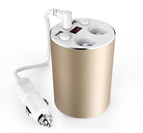 SEREE CG01 12V-24V Dual USB/Cigarette Socket LED Monitor Voltage Current 5V/2.1A x 2 Car Charger For iPhone 6 Plus/6/5S/5/4/iPad/Samsung/ Android/IOS phones/tablets