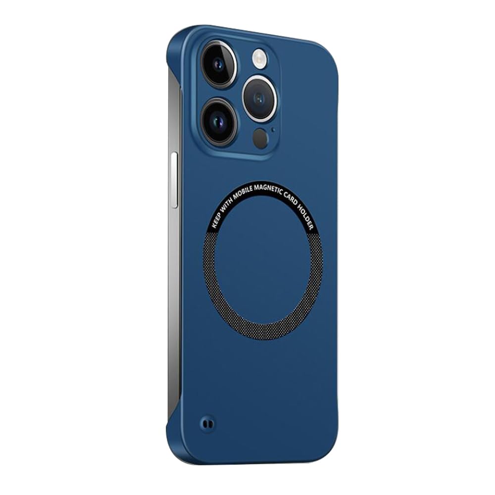 Omio Magnetic Slim Case for iPhone 16 Pro Compatible with MagSafe, Frosted Matte PC Ultra-Thin Bumper Frameless Borderless Minimalist Design Shockproof Cover for Men Women, Blue