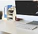 Wood Board Desktop Organizer Rack w/ 2 Document, Magazine Slots, Shelf & Office Supply Holder, Beige