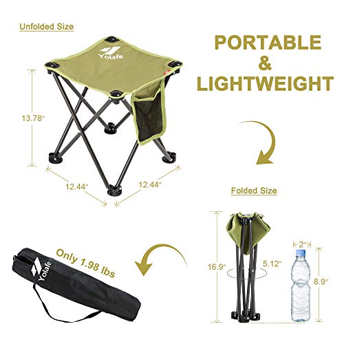 Yolafe Camping Stool, Lightweight Sturdy Portable Stool with Side