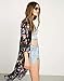 Akery Women's Floral Chiffon Kimono Cardigan Blouse Beach Cover up,Medium,Black