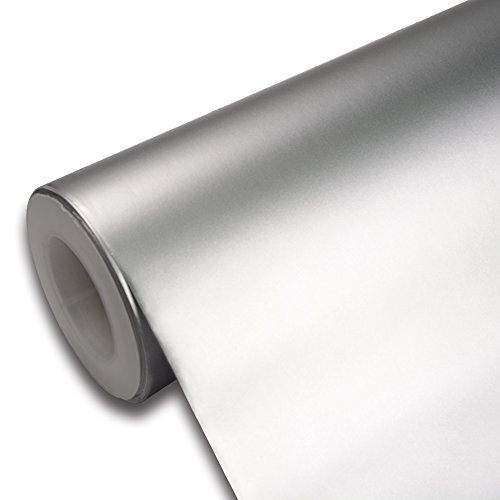 TECKWRAP Matte Chrome Vinyl Car Wrap Sticker with Air Release Channel for Car Wrapping 1x5ft ( Silver)