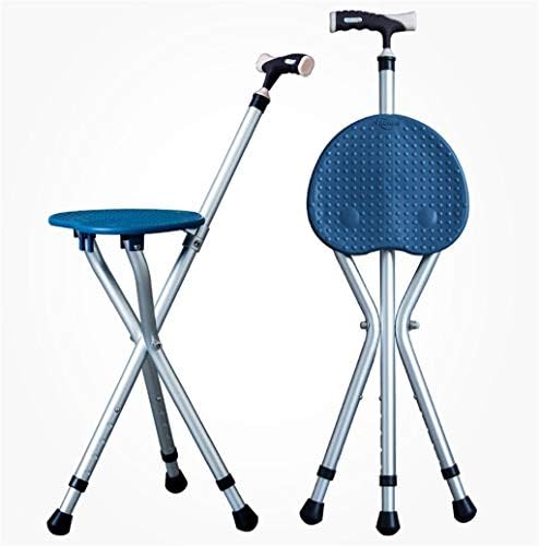 Trekking Poles TTEL Cane Seat Adjustable Folding Walking Cane Chair Stool Massage Walking Stick with (color : Blue)
