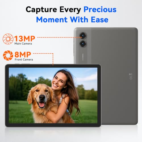 Tablet 2026 Android 16 Tablet with Gemini AI, 11 Inch FHD Display, 32GB RAM 256GB ROM/2TB TF, T7250 CPU + 13MP Camera, 8000mAh, Widevine L1, Tablet with Keyboard, Mouse, Gray, for Work and Study