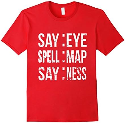 Men's Say eye spell map say ness Prank T Shirt XL Red